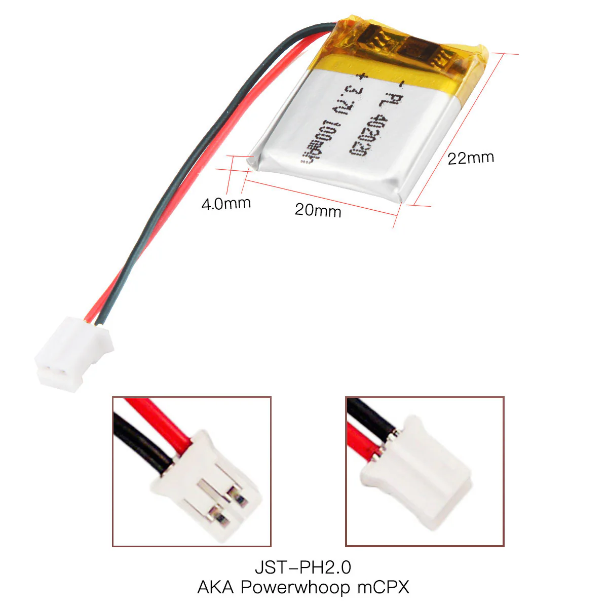 YDL 3.7V 100mAh 402020 Rechargeable Lithium Polymer Battery - Image 4