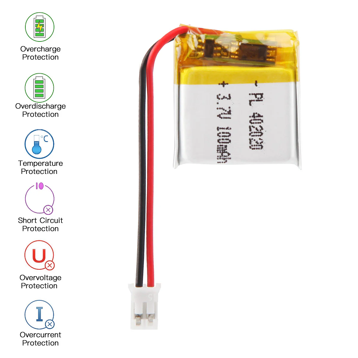 YDL 3.7V 100mAh 402020 Rechargeable Lithium Polymer Battery - Image 5