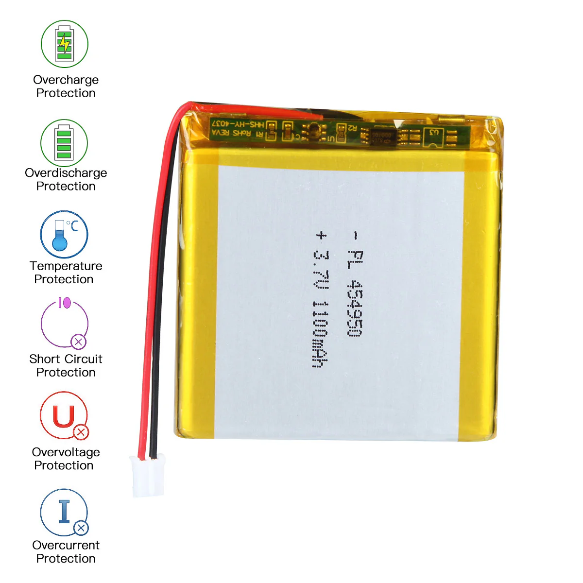 YDL 3.7V 1100mAh 454950 Rechargeable Lithium Polymer Battery Length 52mm - Image 5
