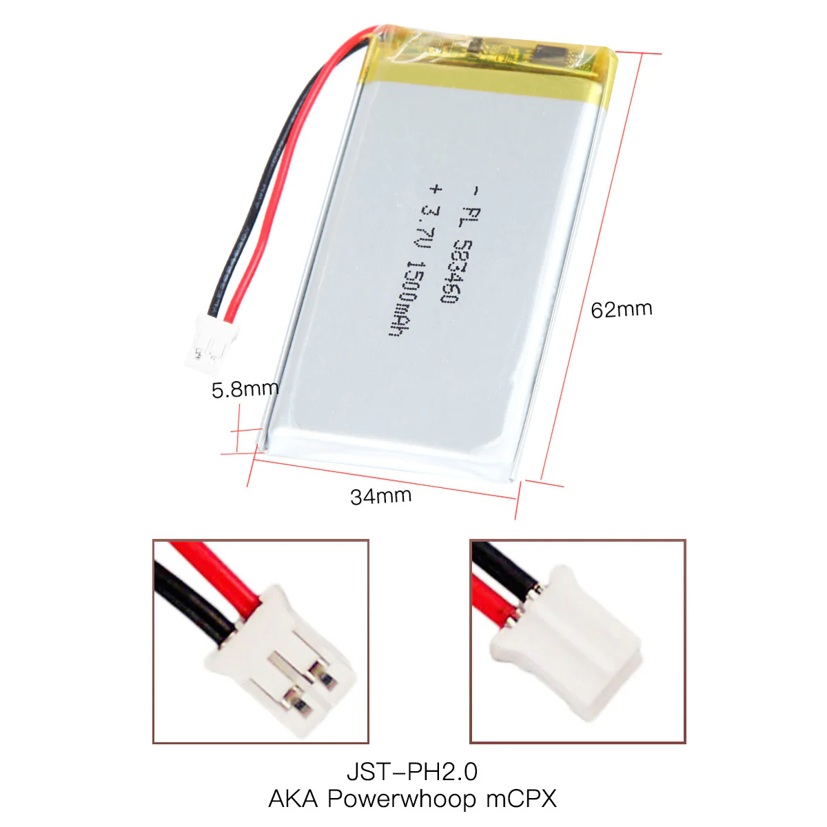 YDL 3.7V 1500mAh 583460 Rechargeable Lithium Polymer Battery - Image 5