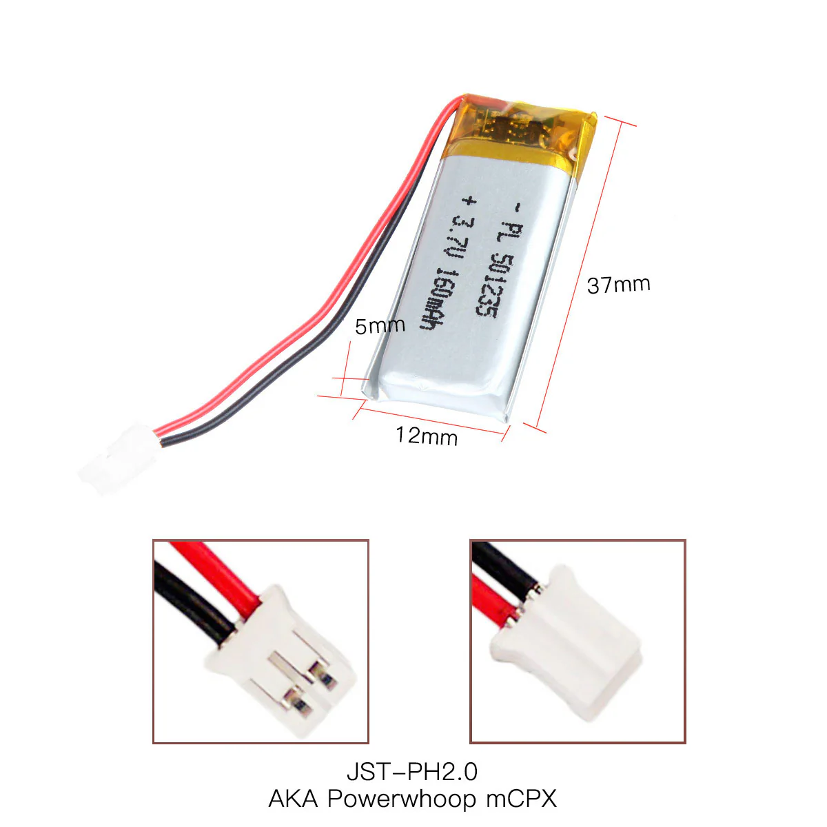 Y3.7V 160mAh 501235 Rechargeable Lithium Polymer Battery - Image 5