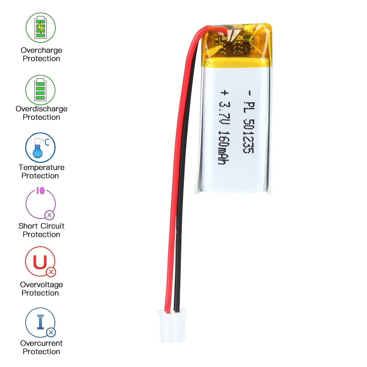 Y3.7V 160mAh 501235 Rechargeable Lithium Polymer Battery - Image 6