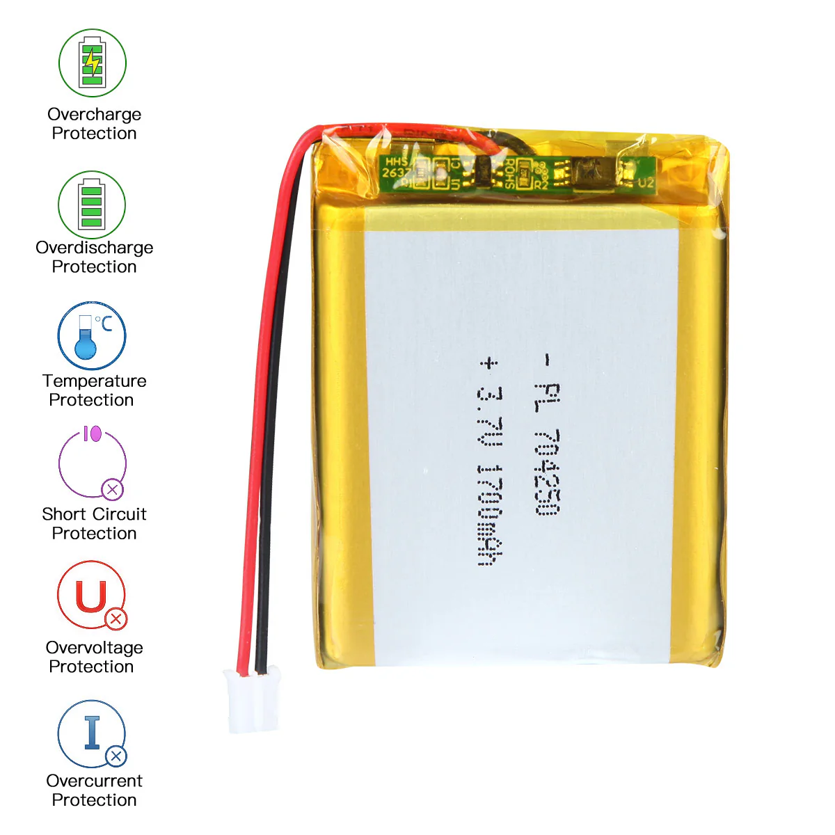 YDL 3.7V 1700mAh 704250 Lithium Polymer Battery Pack - Image 6