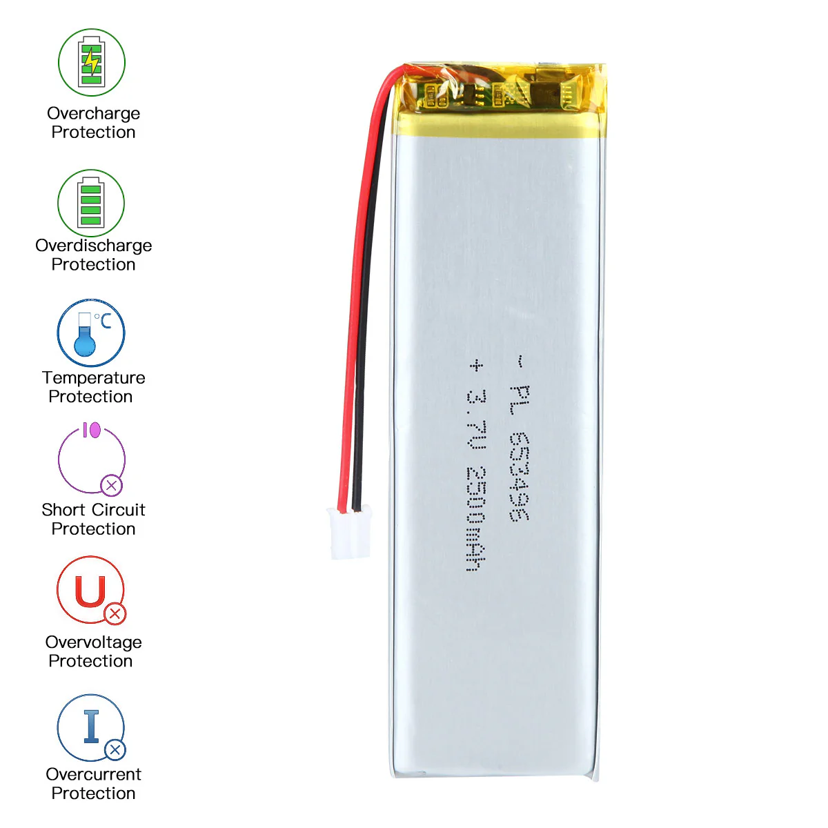 YDL 3.7V 1800mAh 653496 Rechargeable Lithium Polymer Battery - Image 6