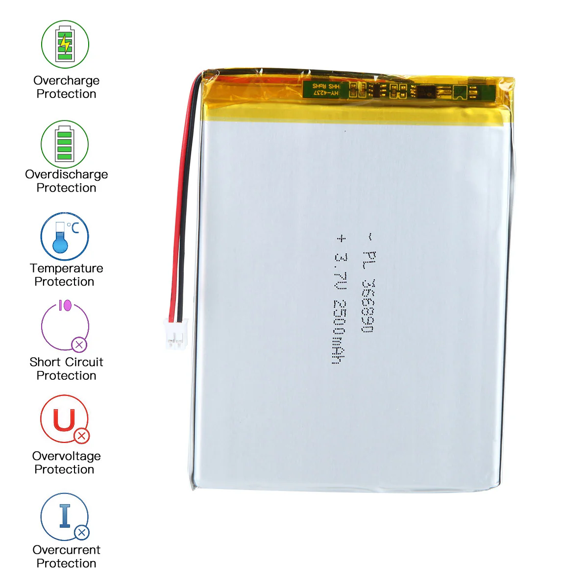 YDL 3.7V 2500mAh 366890 Rechargeable Lithium Polymer Battery Length 92mm - Image 5