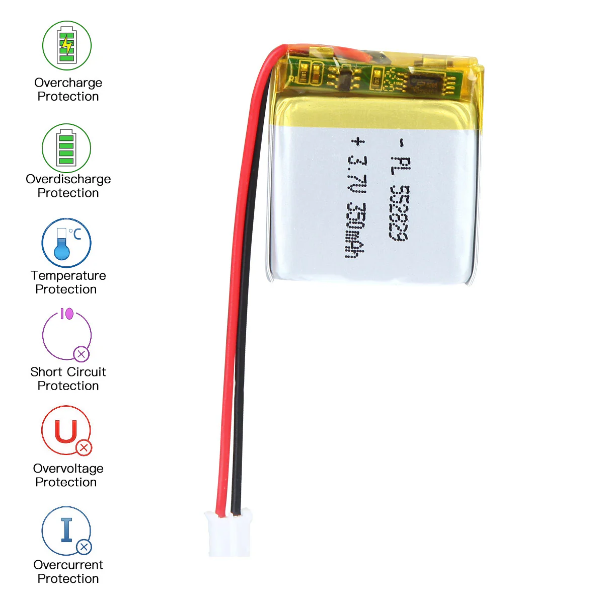 YDL 3.7V 350mAh 552829 Rechargeable Lithium Polymer Battery Length 31mm - Image 5