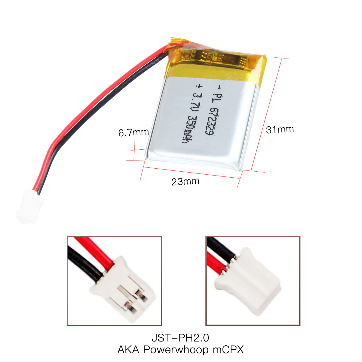 YDL 3.7V 350mAh 672329 Rechargeable Lithium Polymer Battery - Image 4