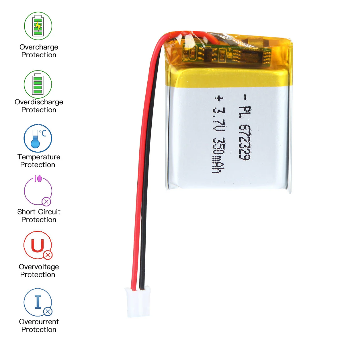 YDL 3.7V 350mAh 672329 Rechargeable Lithium Polymer Battery - Image 5