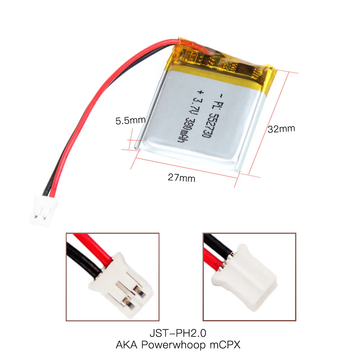 YDL 3.7V 380mAh 552730 Rechargeable Lithium Polymer Battery Length for Smart Watch - Image 4