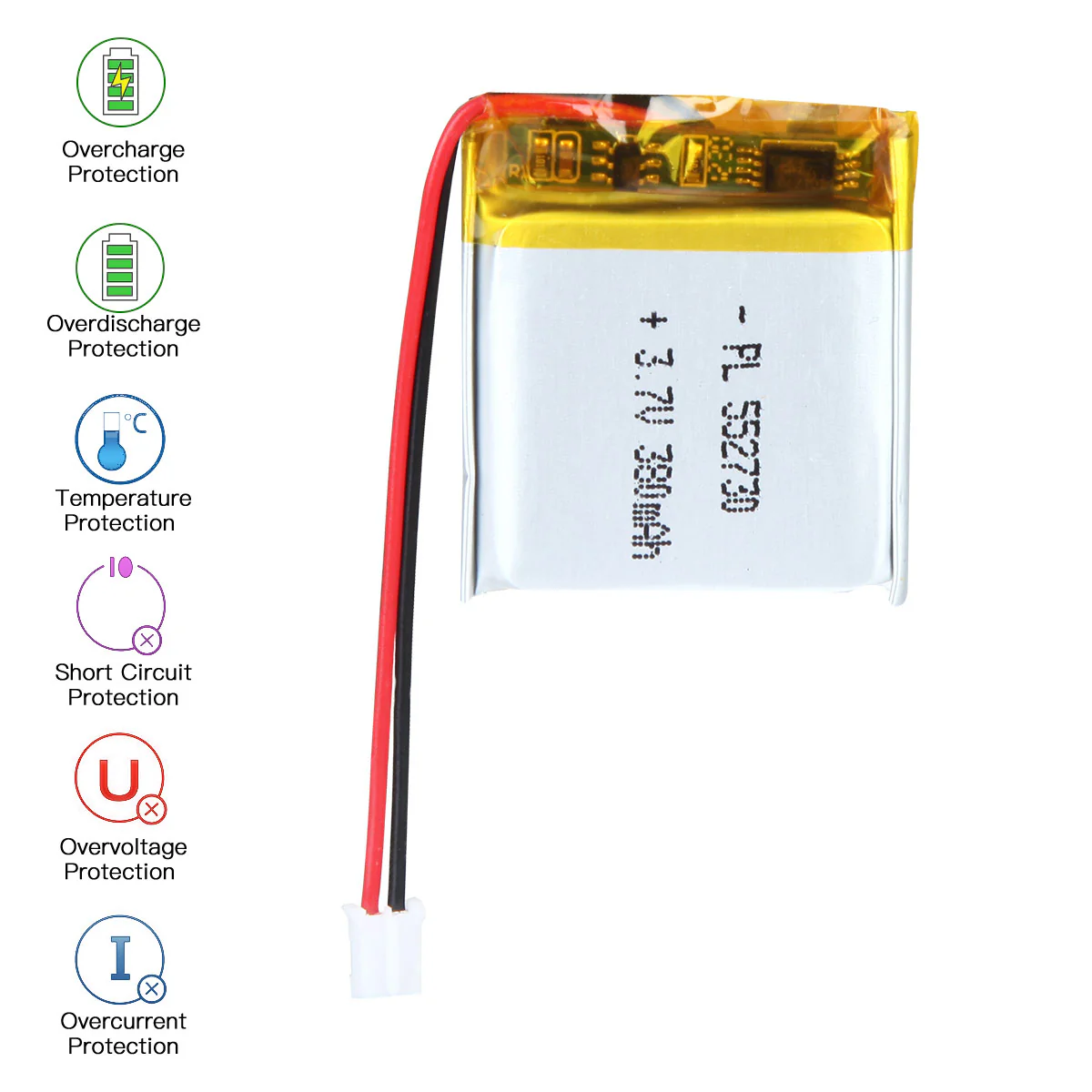 YDL 3.7V 380mAh 552730 Rechargeable Lithium Polymer Battery Length for Smart Watch - Image 5