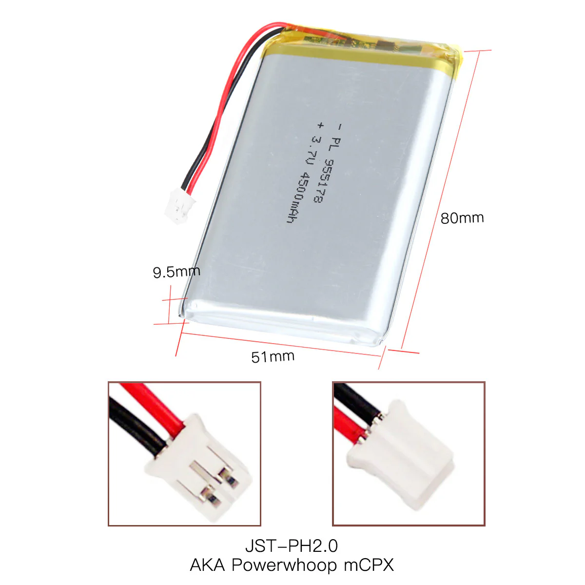 YDL 3.7V 4500mAh 955178 Rechargeable Lithium Polymer Battery Length 80mm - Image 4