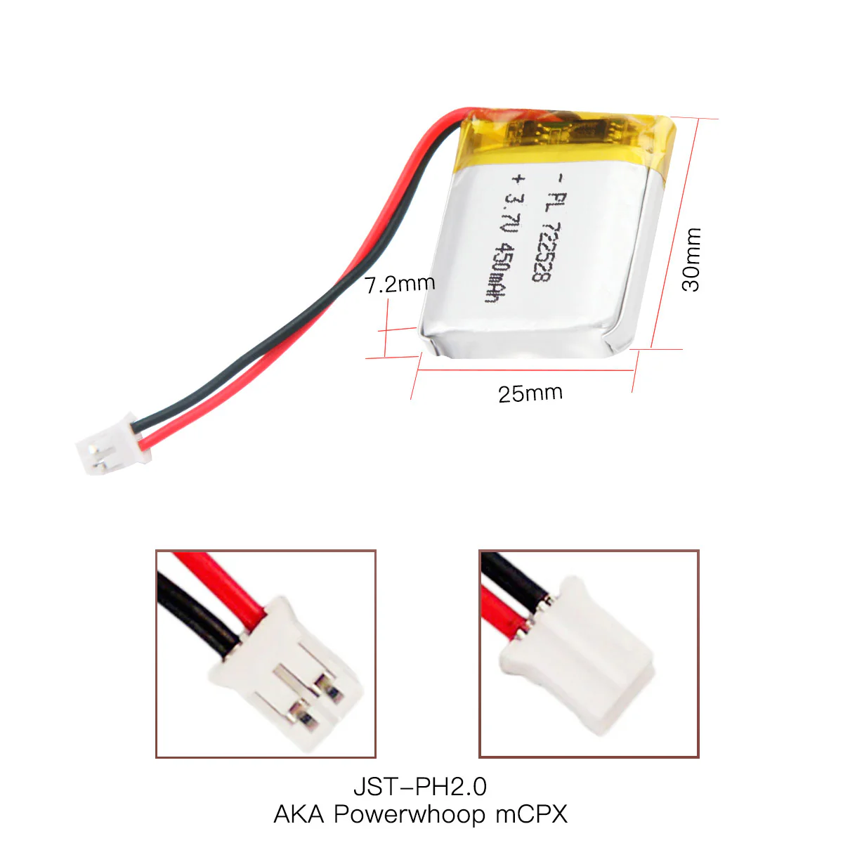 YDL 3.7V 450mAh 722528 Rechargeable Lithium Polymer Battery - Image 4