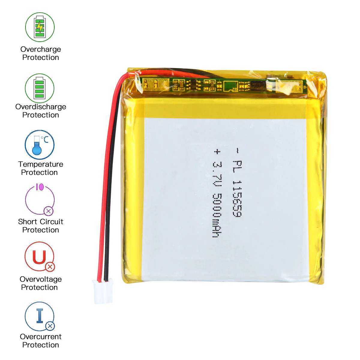 3.7V 5000mAh 115659 Rechargeable Lithium Polymer Battery - Image 5