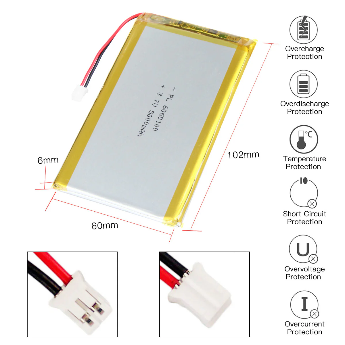 YDL 6060100 3.7 v 5000mAh Rechargeable Lithium Polymer Battery - Image 3
