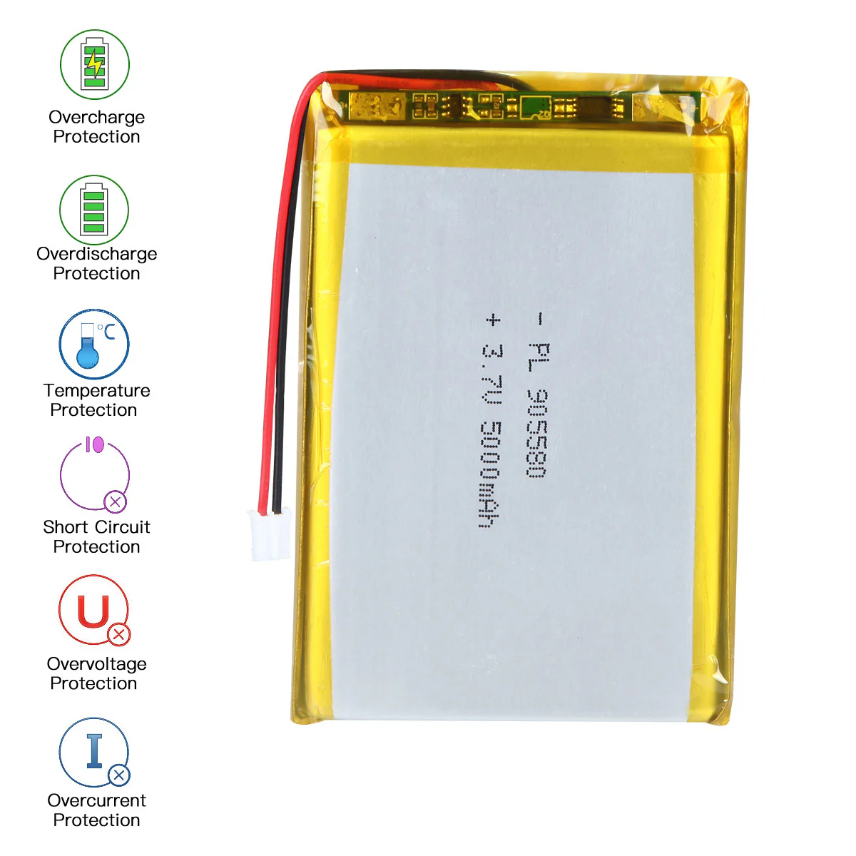YDL 3.7V 5000mAh 905580 Rechargeable Lithium Polymer Battery - Image 5