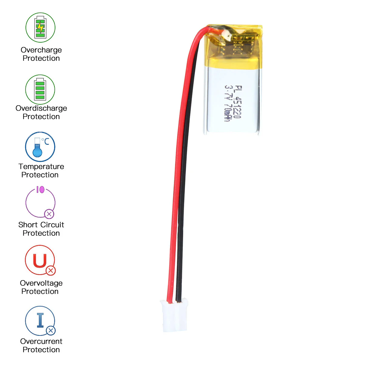 YDL 3.7V 70mAh 451220 Rechargeable Lithium Polymer Battery - Image 5