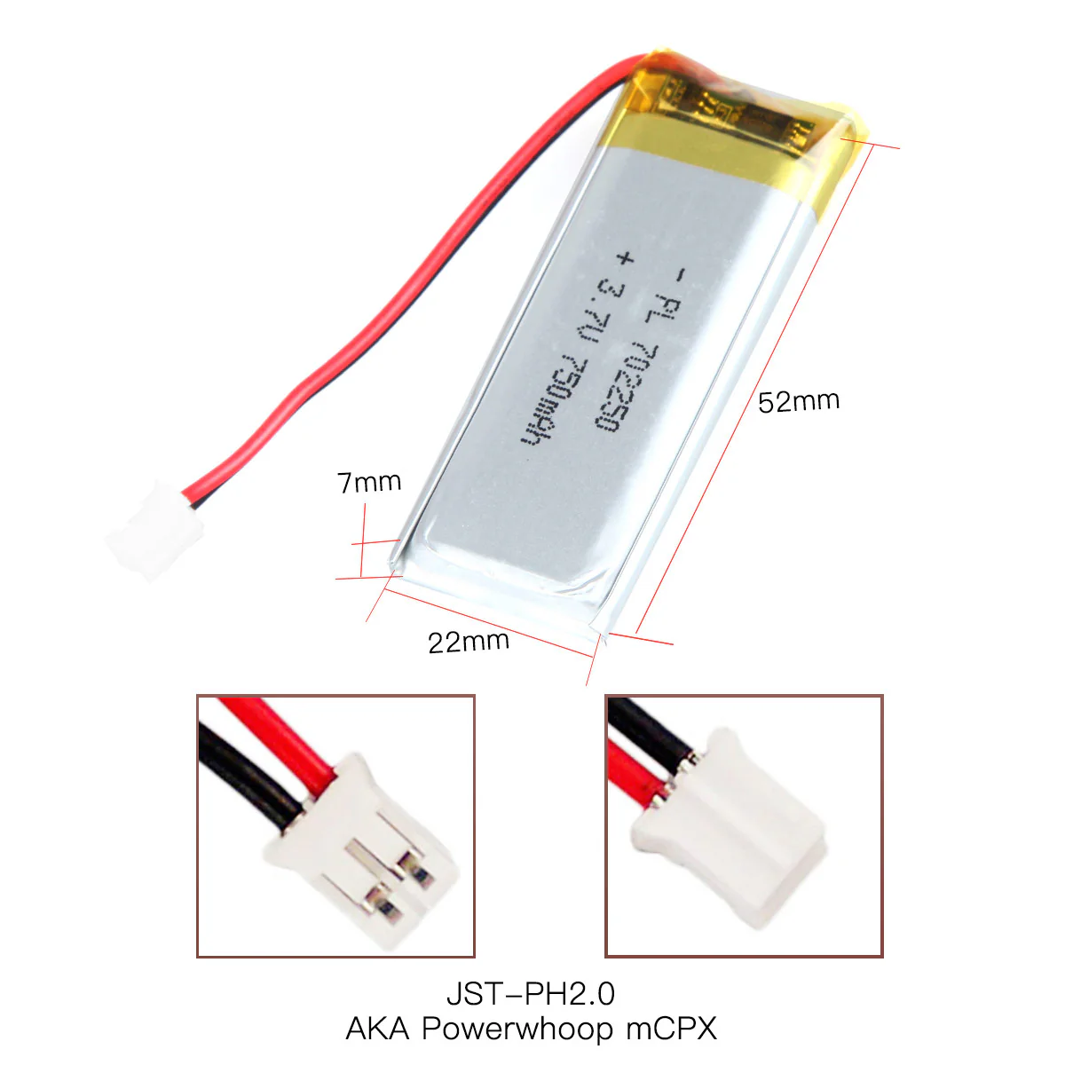 YDL 3.7V 750mAh 702250 Rechargeable Lithium Polymer Battery - Image 4