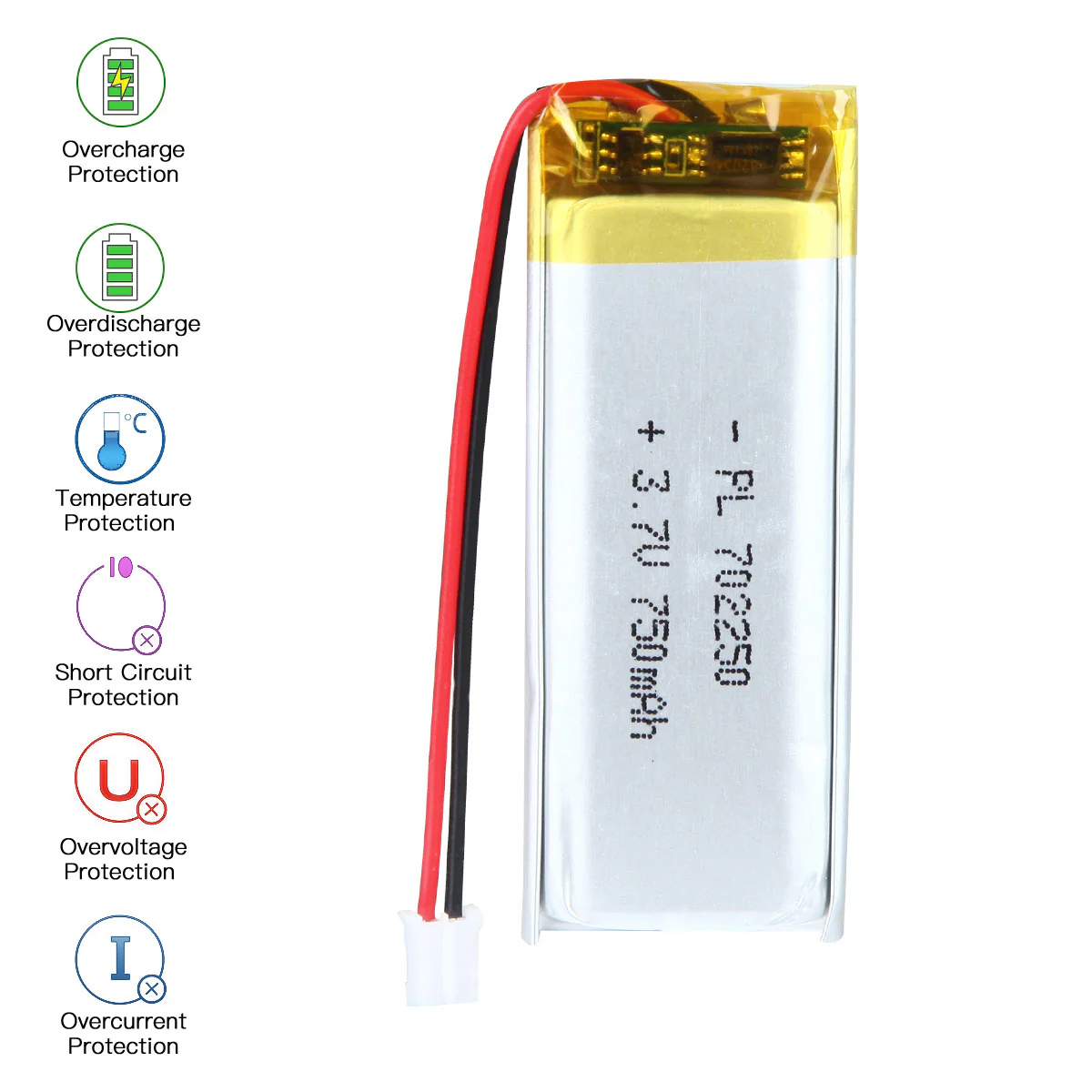 YDL 3.7V 750mAh 702250 Rechargeable Lithium Polymer Battery - Image 5