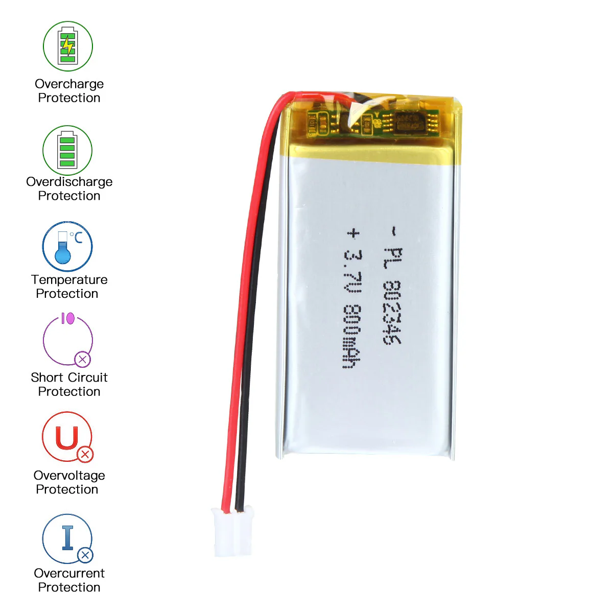 YDL 3.7V 800mAh 802346 Rechargeable Lithium Polymer Battery - Image 5