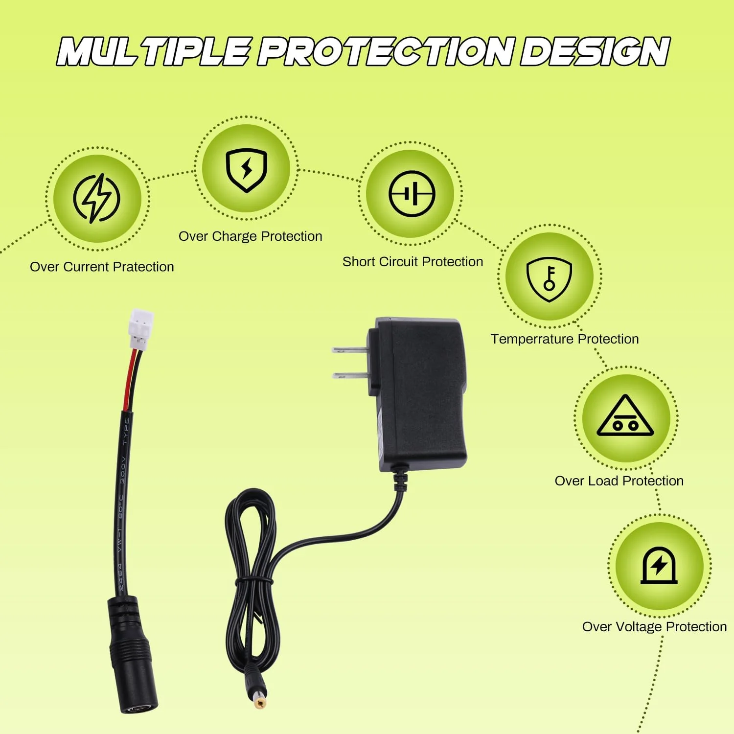 4.2V 2A Lithium Battery Charger, DC5.5 * 2.1mm Connector with PH2.0 Adapter Cable - Image 5